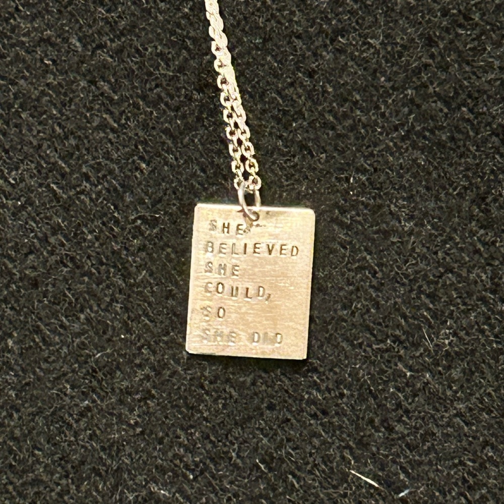 Sterling Silver Pendant Necklace with Inspirational Quote and Delicate Chain